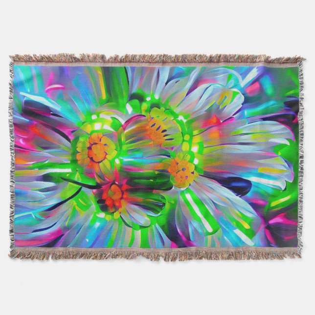 Cobertor Neon Abstrato Daisies com cores vívidas (Frente)