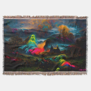 Cobertor Neon Ghosts em uma paisagem fantasia assombrada