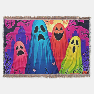 Cobertor Neon Ghosts Halloween Party Design