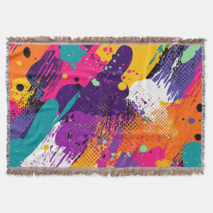 Cobertor Neon Magenta Roxo Grunge Salpico de Tinta