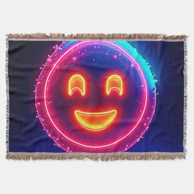 Cobertor Neon Smile: Bright Happy Glow Design (Frente)