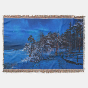 Cobertor Nighttime winter scene with snow covered pines