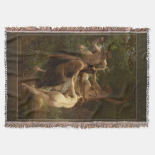 Cobertor Ninfas e Satyr por William-Adolphe Bouguereau