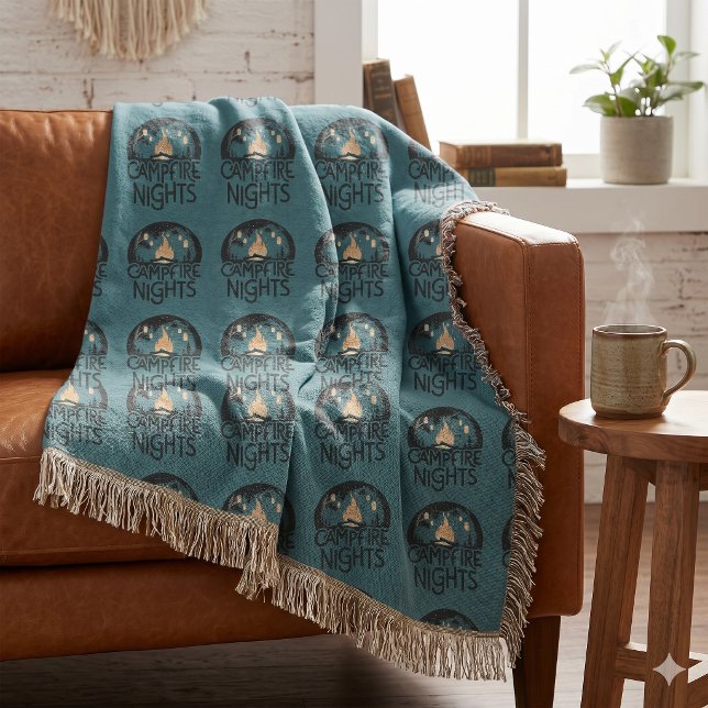 Cobertor Noites Aconchegantes ao Redor da Fogueira Aventura (Cozy Campfire Nights Rustic Outdoor Adventure Throw Blanket)