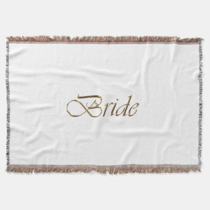 Cobertor Noiva, guião dourada, elegante branco chic