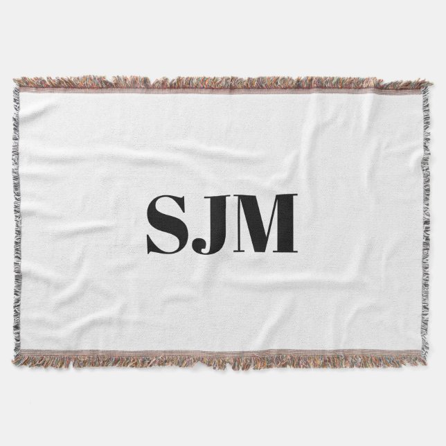 Cobertor Nome das iniciais brancas pretas do monograma pers (Frente)