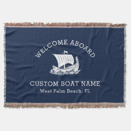 Cobertor Nome de Barco Personalizado Moderno Náutico & Logo
