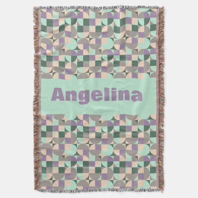 Cobertor Nome do padrão geométrico abstrato da horta verde (Frente Vertical)