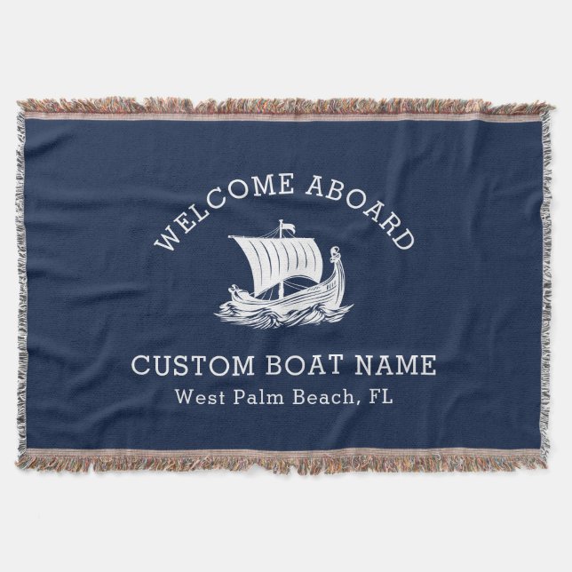 Cobertor Nome e logotipo de navio personalizado náutico mod (Frente)