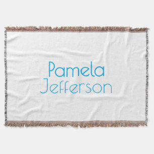 Cobertor Nome moderno mínimo azul e branco profissional