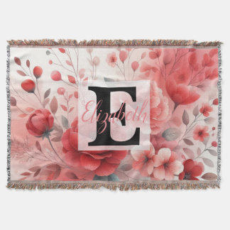 Cobertor Nome monograma em aquarela Flores em pastos