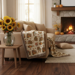 Cobertor Nome Personalizado Cozy Outono de Halloween