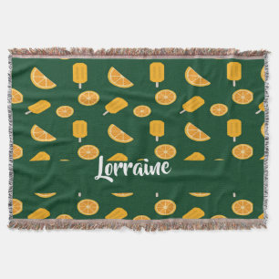 Cobertor Nome personalizado fatias laranja e sorvete verde
