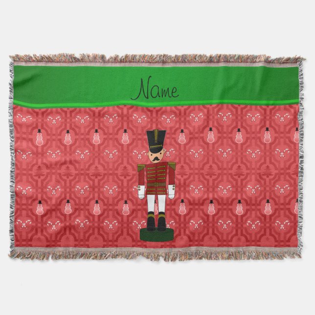 Cobertor Nome personalizado nutcracker Red Snowman trellis (Frente)