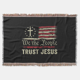 Cobertor Nós, as Pessoas, confiamos em Jesus - EUA, bandeir