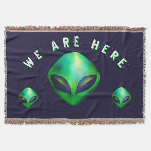 Cobertor "Nós Estamos Aqui" Cabeça de Alien Verde