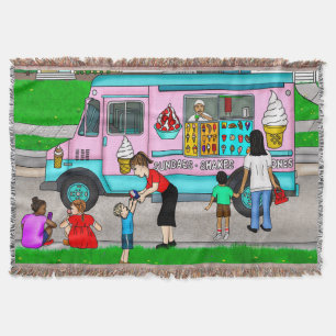 Cobertor Nostalgic Summer Day Retro Ice Cream Truck