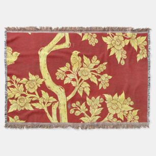 Cobertor nouveau da arte, deco, asiático, ouro, vermelho,