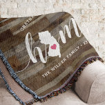 Cobertor Nova Jersey Home State Personalizou o exame de mad<br><div class="desc">Mostre algum orgulho do estado de casa com este bonito e rústico cobertor de madeira em forma de faxes apresentando "casa" em letras brancas com um mapa da silhueta do estado de Nova Jersey em pé para a letra "O". Um dentro cor-de-rosa para ilustração cardíaca no mapa do estado completa...</div>