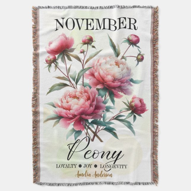 Cobertor November Birth Month Throw Blanket – Personalized  (Frente Vertical)