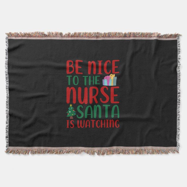 Cobertor Nurse Gift | Be Nice To Nurse Santa (Frente)