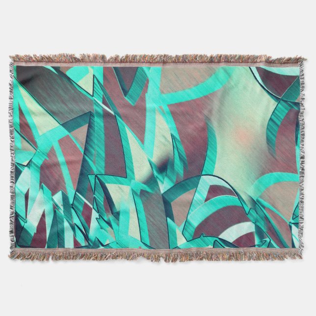 Cobertor O azul ou o ciano listra a vermelho, com gotejamen (Frente)