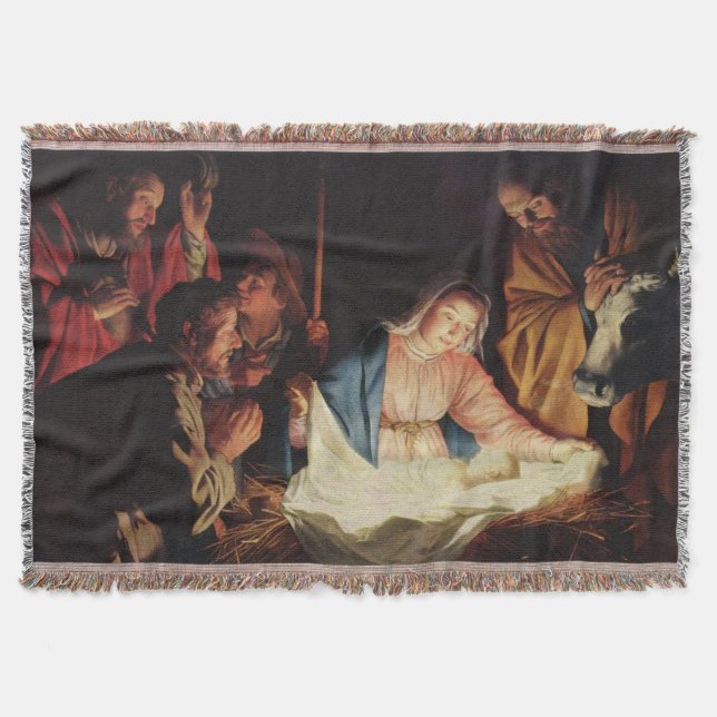 Cobertor O Cavaleiro de Natal Stall Mary Joseph Baby Jesus (Frente)