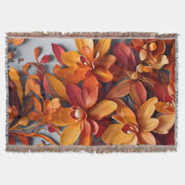 Cobertor O Design de Padrão Floral Laranja