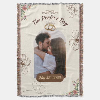 Cobertor O Dia Perfeito Foto Personalizada de Casamento com
