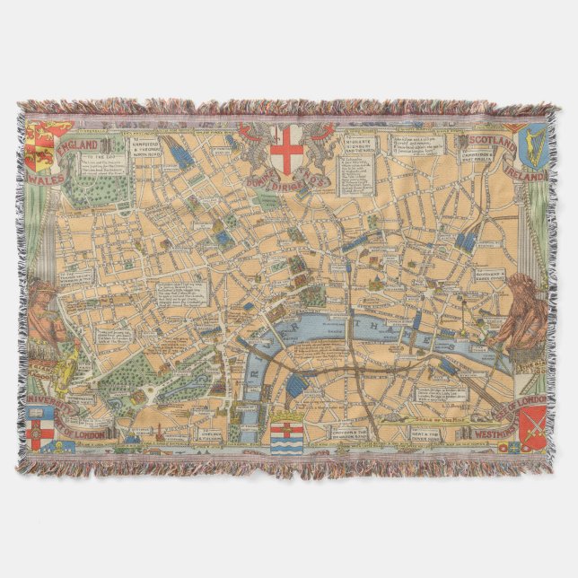 Cobertor O mapa das crianças de Londres, Inglaterra (Frente)