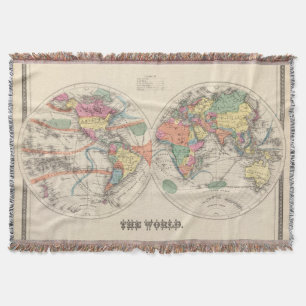 Cobertor O mapa do atlas de mundo com correntes e ventos de