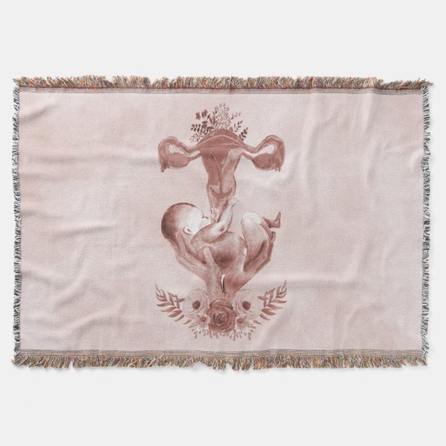 Cobertor Ob/Gyn Parteira Floral Infância Cervix Ovários (Frente)