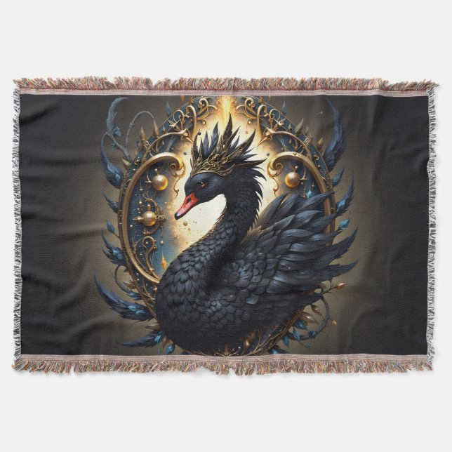 Cobertor Obsidian Swan of Silent Grace – Dark Fantasy  (Frente)