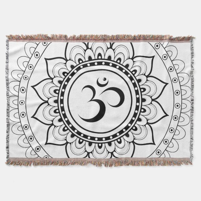 Cobertor Ohm Mandala Om Mandala Branco & Preto (Frente)