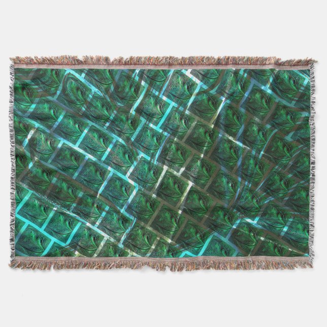 Cobertor "Olhos enquadrados verdes", arranhões e grelha azu (Frente)