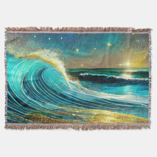 Cobertor Ondas Divergentes Brilhantes do Oceano (Frente)
