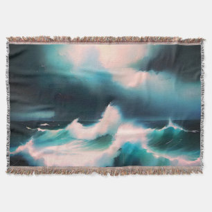 Cobertor Ondas do oceano azul bonito pintura