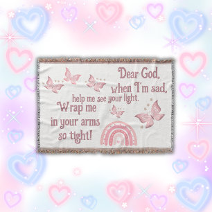 Cobertor Oração Cristã para Crianças Rosa  