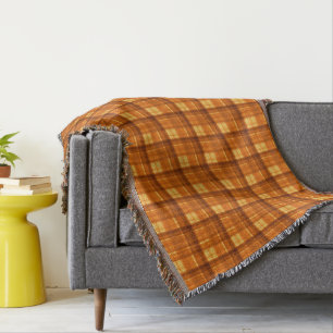 Cobertor Orange Checked Tartan Impressão,