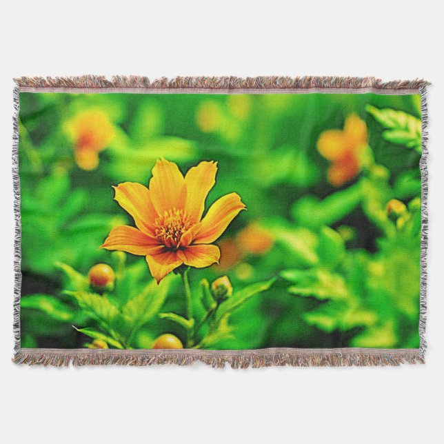 Cobertor Orange Flower Bokeh Sunny (Frente)