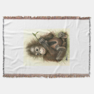 Cobertor Orangutan Baby Com Folhas