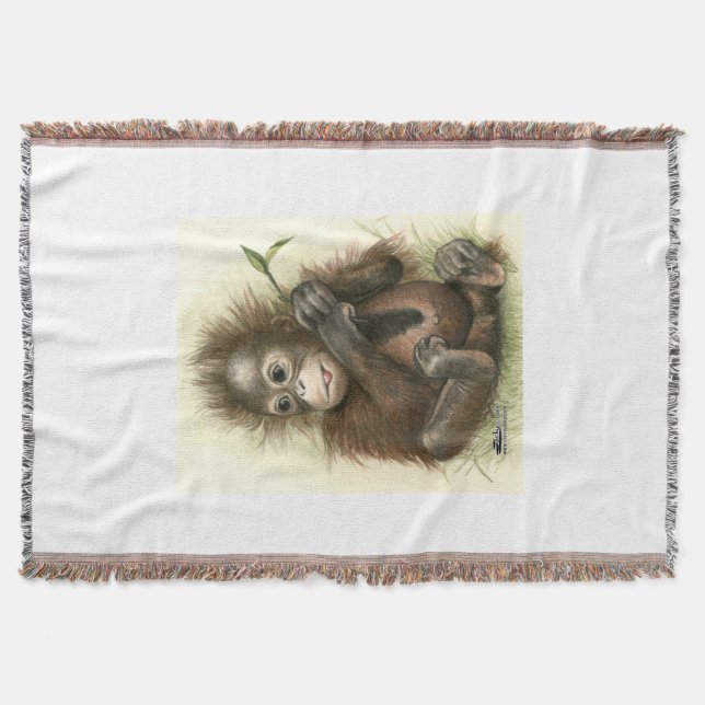 Cobertor Orangutan Baby Com Folhas (Frente)