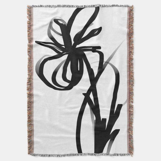 Cobertor Orchid Blanc: Abstrato branco e preto (Frente Vertical)