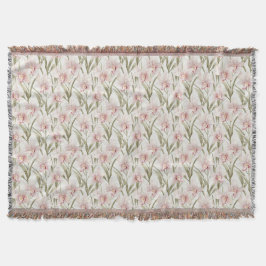 Cobertor Orchid Flowers Pastel Blush Floral Throw Blanket