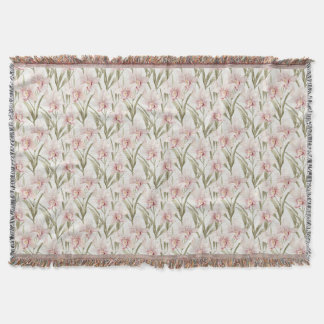 Cobertor Orchid Flowers Pastel Blush Floral Throw Blanket