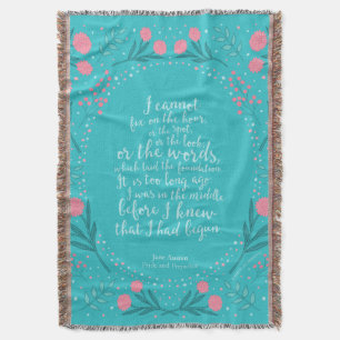Cobertor Orgulho e Preconceito da Jane Austen Floral Teal e