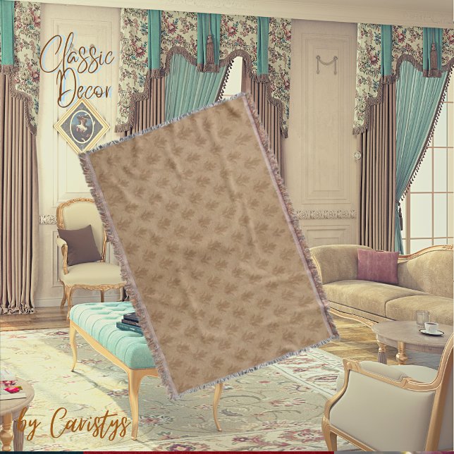 Cobertor Ornamentado clássico Emblem Brown Taupe Linen (Criador carregado)