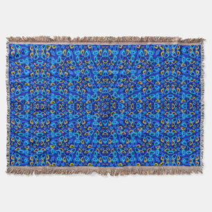 Cobertor Ornamento abstrato azul multicor