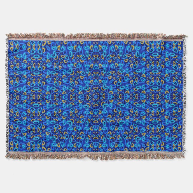 Cobertor Ornamento abstrato azul multicor (Frente)