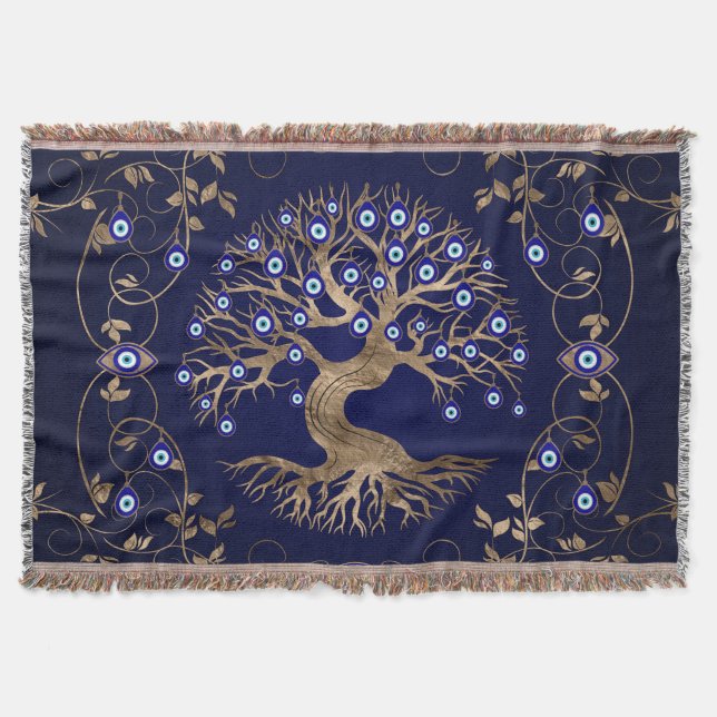 Cobertor Ornamento dos Olhos do Mau de Árvore da Vida (Frente)